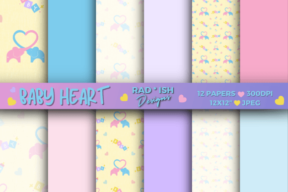 Download Baby Heart 12-Pc Digital Paper Pack - Baby Collection