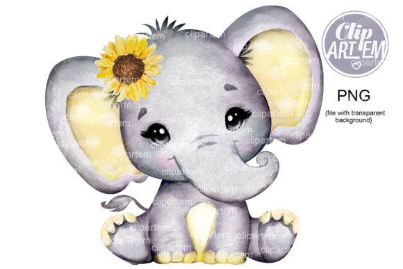 Download Sunflower Baby Girl Elephant PNG Images - Baby Collection