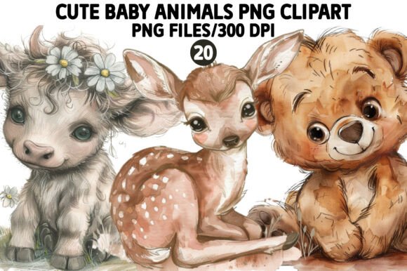 Download Cute Baby Animals PNG Clipart Set - Baby Collection