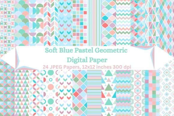 Download Soft Blue Pastel Geometric Digital Paper - Soft Collection