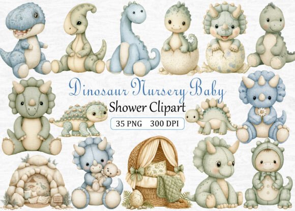 Download Dinosaur Nursery Baby Shower Clipart - Baby Collection