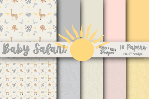 Download Baby Safari Digital 10-Piece Paper Pack - Baby Collection