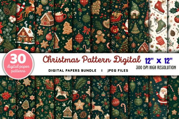 Download Christmas Pattern Digital Paper Bundle - Christmas pattern Collection