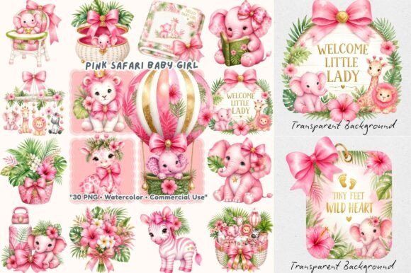 Download Grandmillennial Pink Safari Baby Girl - Baby Collection