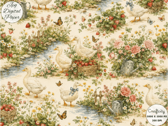 Download Country Goose Garden JPG Pattern, Vintag - Garden Collection