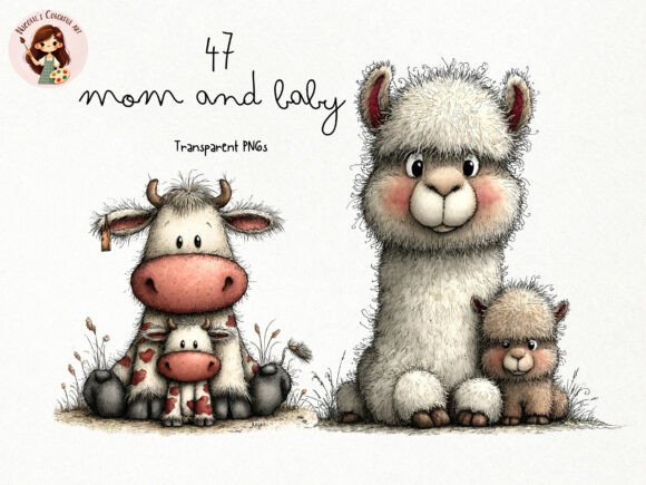 Download Mom Baby Animals Clipart PNG Set - Baby Collection