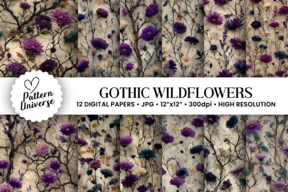 Download Gothic Wildflowers Garden Digital Papers - Garden Collection