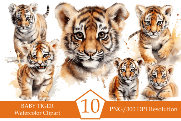Download Watercolor Baby Tiger Clipart, Tigers - Baby Collection