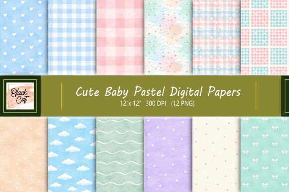 Download Cute Baby Pastel Digital Papers - Baby Collection