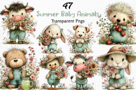 Download Whimsical Summer Baby Animals Clipart - Baby Collection