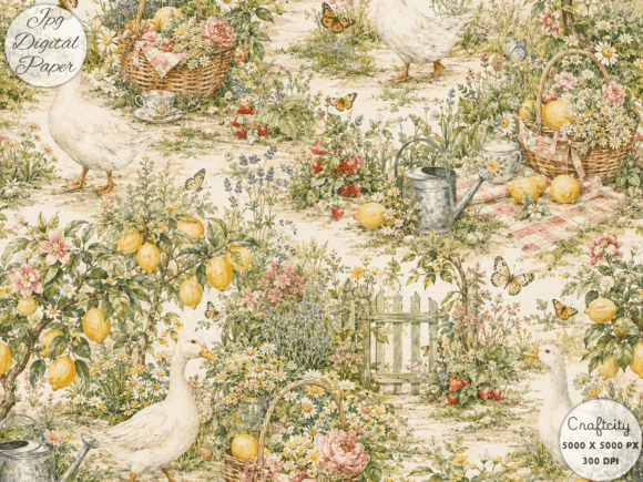 Download Cottage Garden Geese JPG Pattern - Garden Collection