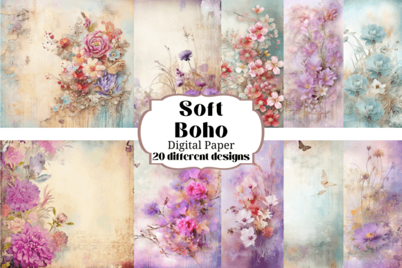 Download Soft Boho Chic Pastel Digital Paper - Soft Collection