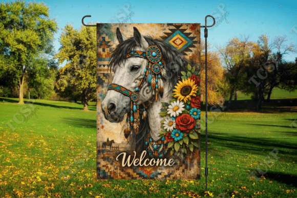 Download Aztec Horse Welcome Garden Flag - Garden Collection