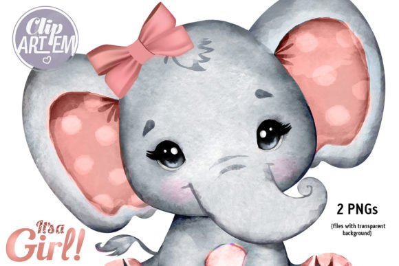Download Rose Gold Elephant Baby Girl Clip Art - Baby Collection
