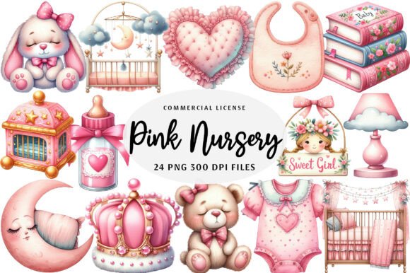 Download Pink Baby Girl Nursery Clipart - Baby Collection