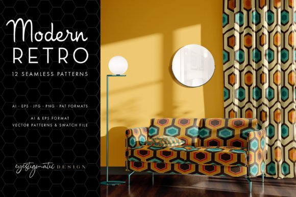 Download 12 Seamless Modern Retro Patterns - Modern Collection