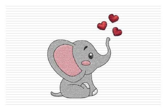 Download Baby Elephant Embroidery, Cute Hearts - Baby Collection