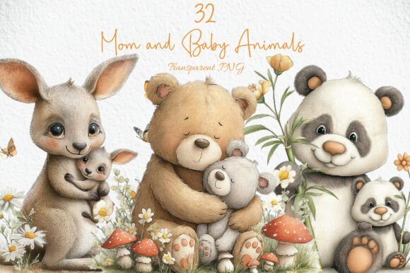 Download Mom and Baby Animals Clipart - Baby Collection
