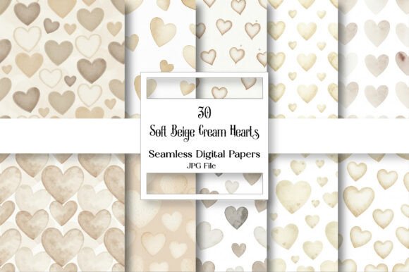 Download Soft Beige Cream Hearts Seamless Pattern - Soft Collection