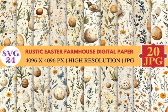 Download Rustic Easter Farmhouse Digital Paper - Farmhouse digital paper Collection
